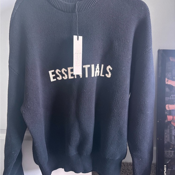 New with tags Essentials Fear of God black knit crewnwck sweater - Picture 3 of 6